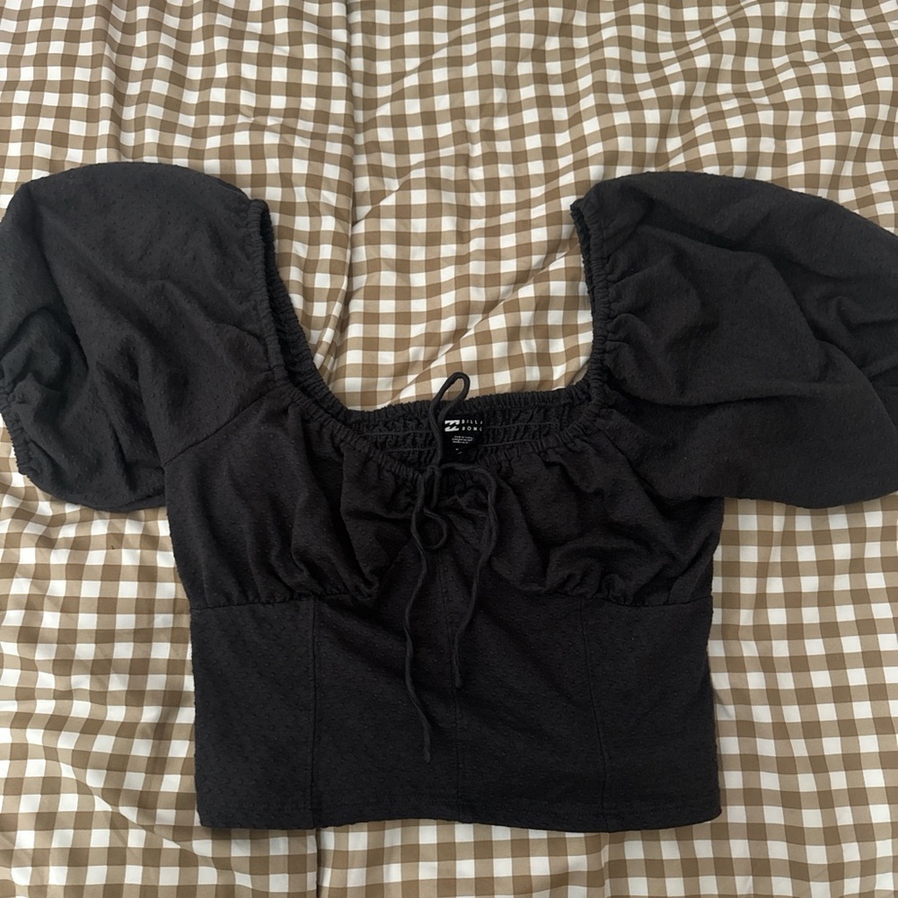 Billabong Black Puff Sleeve Crop Top